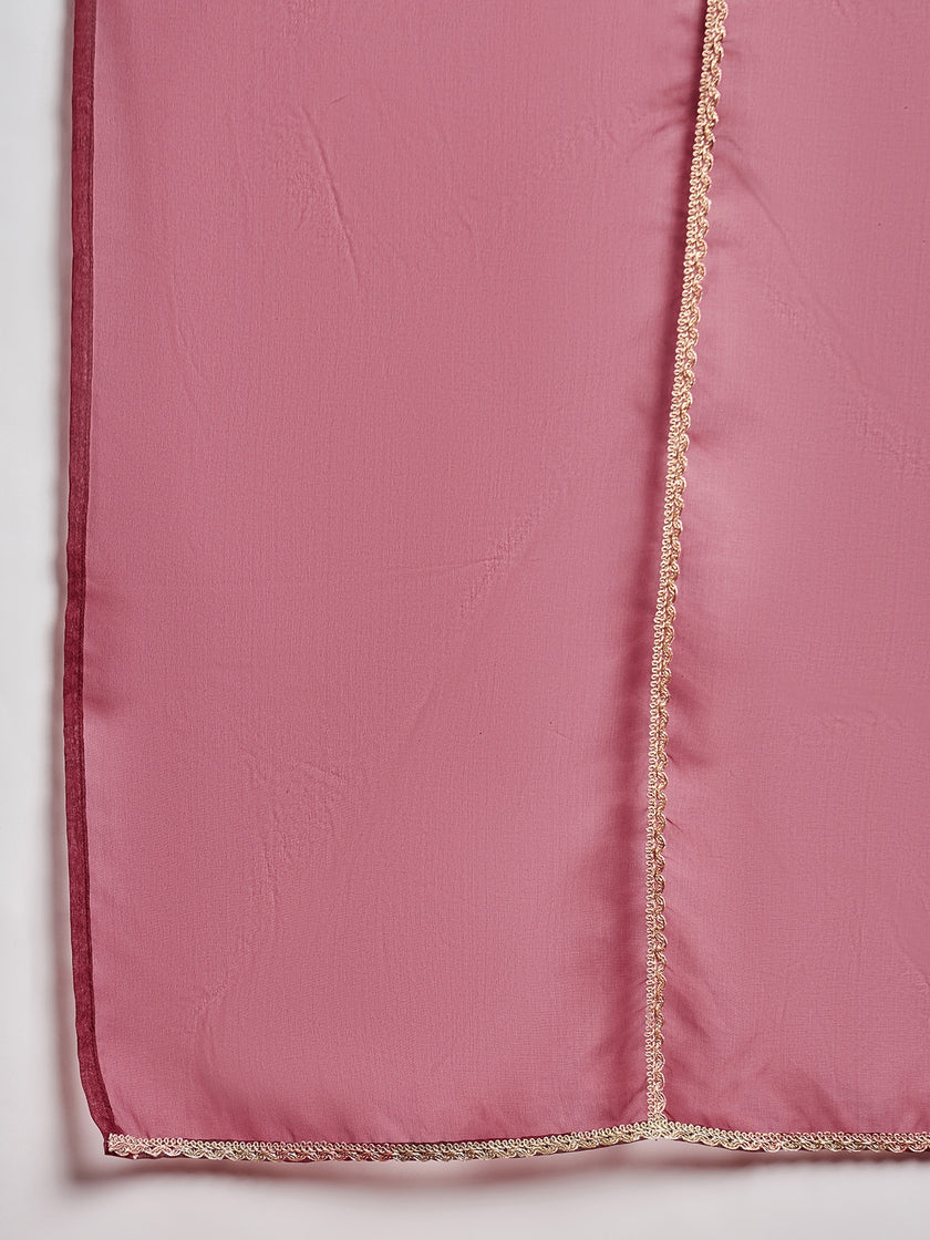 Maroon  Silk Blend Embroideried A-Line Kurta  Trouser