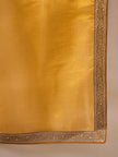 Yellow Satin Solid with Coding Border Saree with Unstitched Blouse