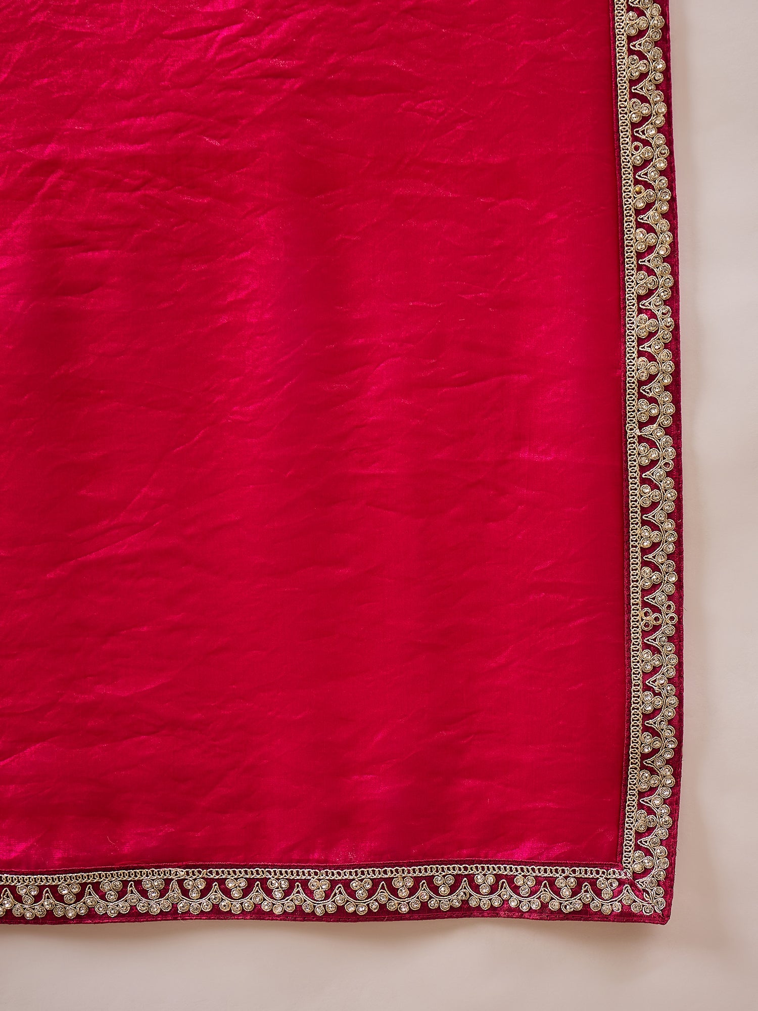 Rose Satin Solid with Embroidery Coding Border  Saree with Unstitched Blouse