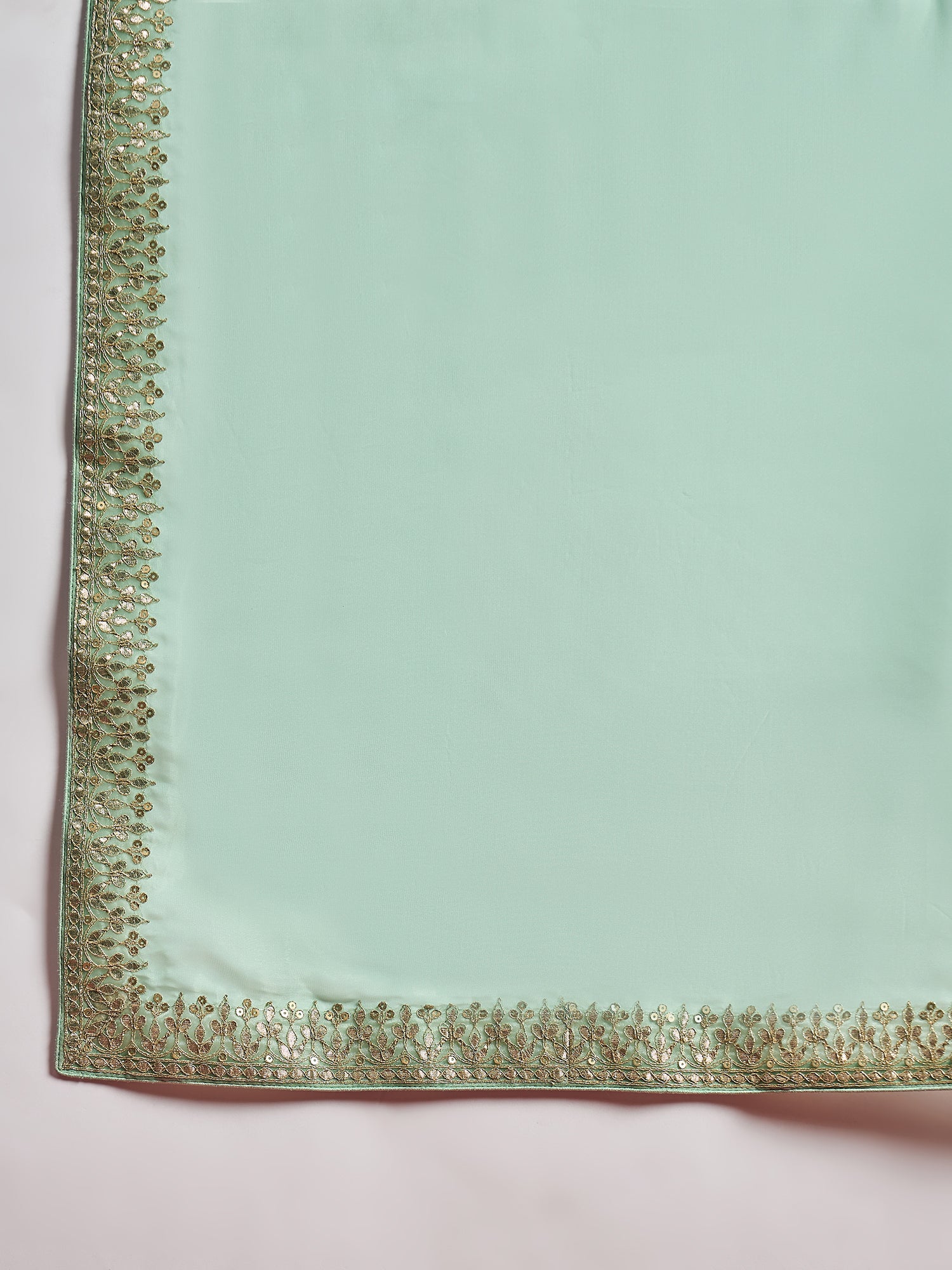 Green Organza Solid With Gotta Patti Border Saree with Unstitched Fancy Blouse