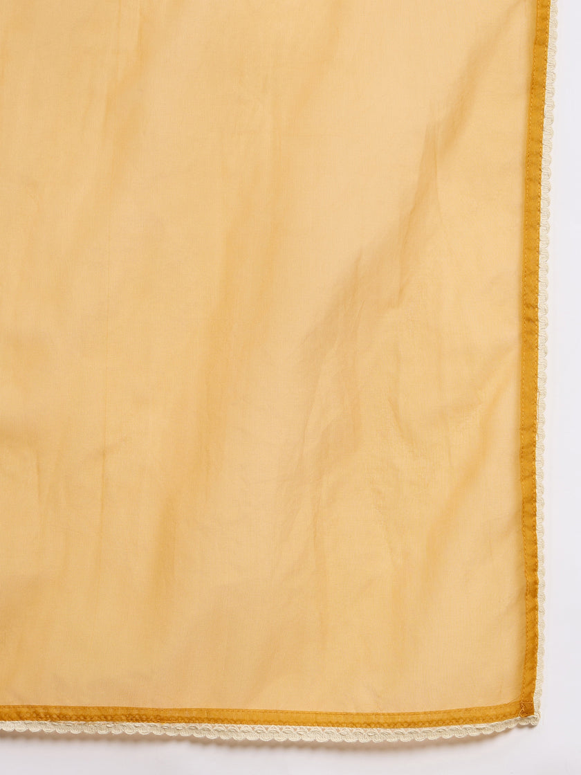 Yellow  Chanderi Silk Embroideried A-Line Kurta Trouser
