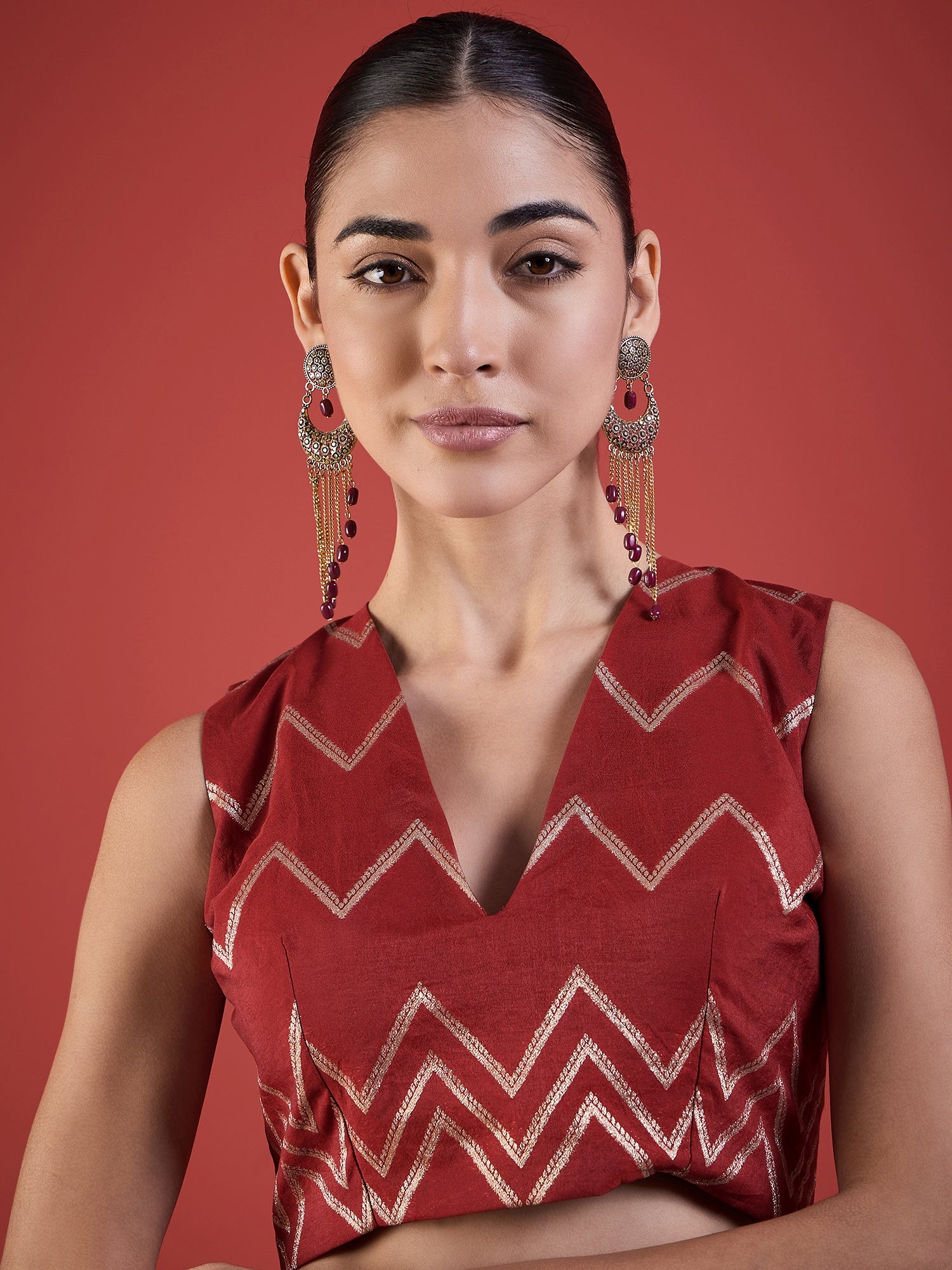 Red Pure Chiffon Sequence Embroidery With Embellished Lace Saree with Unstitched Fancy Blouse