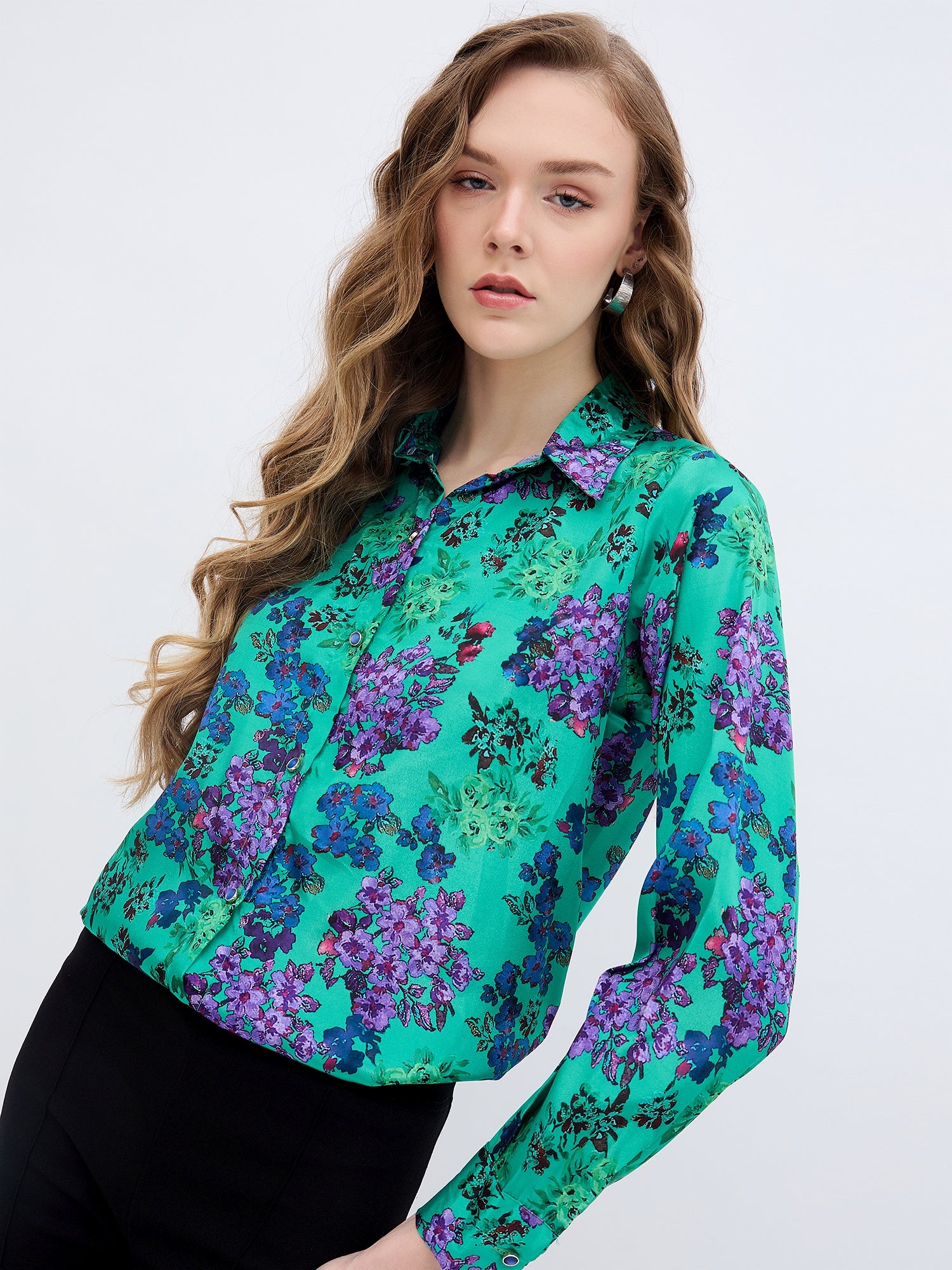 Multi Polyester Printed NA Regular Sleeves Floral Print Tops