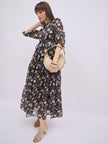 Multi BLENDED Printed Regular Sleeves Floral Dress