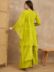 Yellow  Silk Blend Embroideried Straight Kurta Sharara