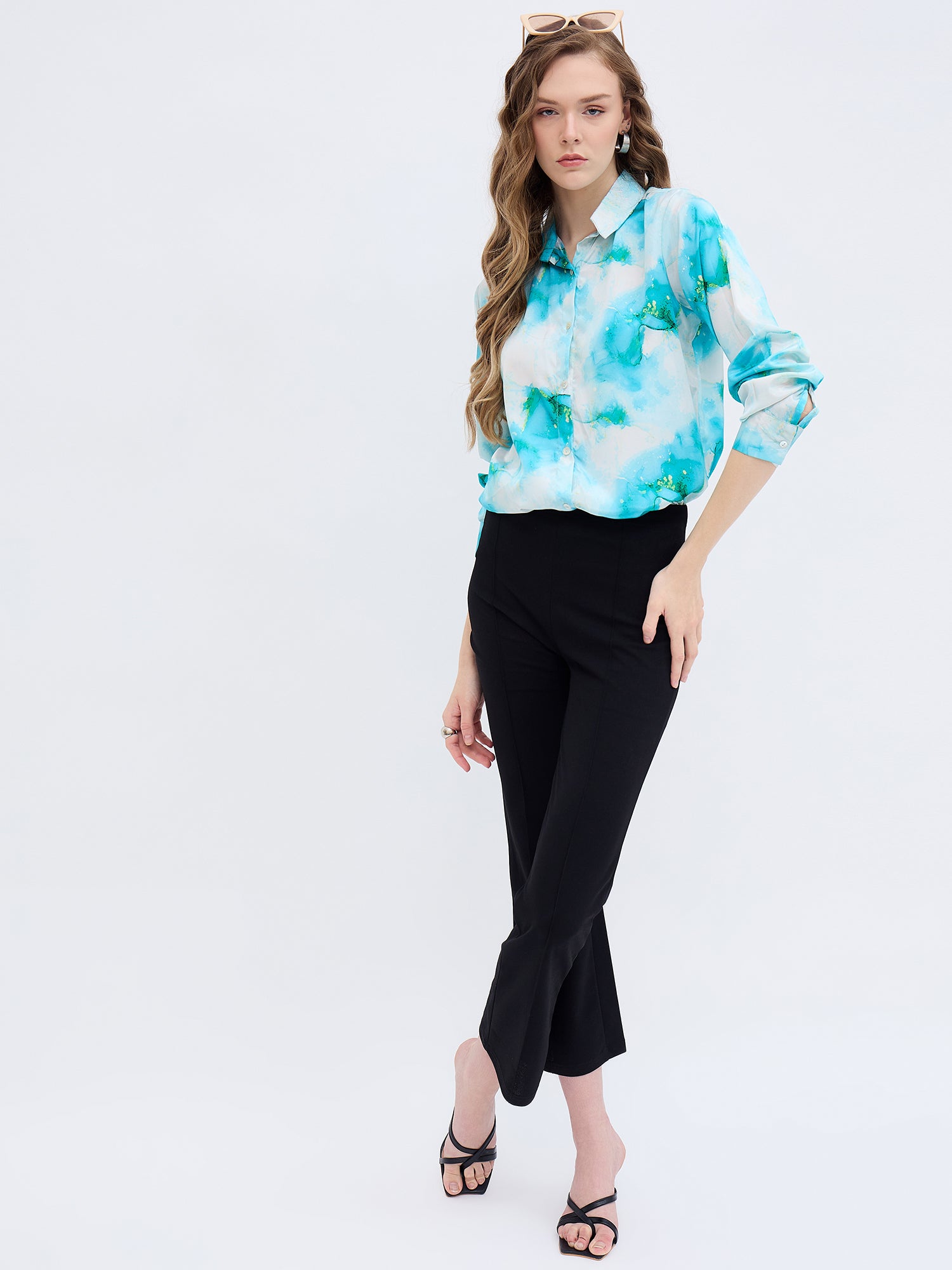 Multi Polyester Printed NA Regular Sleeves Tie and Dye Tops