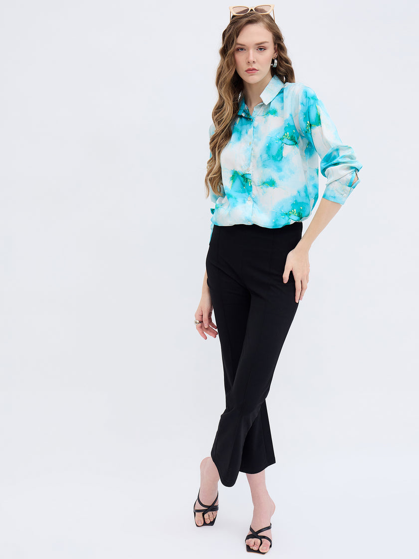 Multi Polyester Printed NA Regular Sleeves Tie and Dye Tops