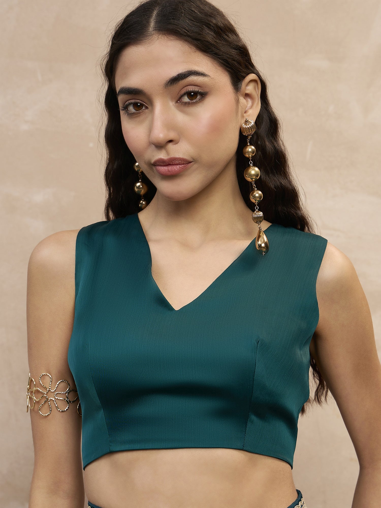 Rama Green Satin Solid With Embroidered Lace Saree with Unstitched Blouse