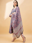 Grey   Pure Cotton  Printed  Anarkali Kurta  Trouser