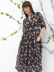 Multi BLENDED Printed Regular Sleeves Floral Dress