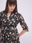 Multi BLENDED Printed Regular Sleeves Floral Dress