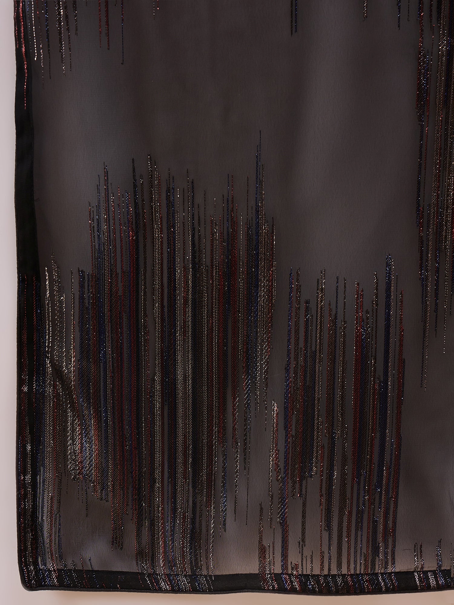 Black Pure Chiffon Jari Line Work Ready to Wear Saree with Unstitched Fancy Blouse