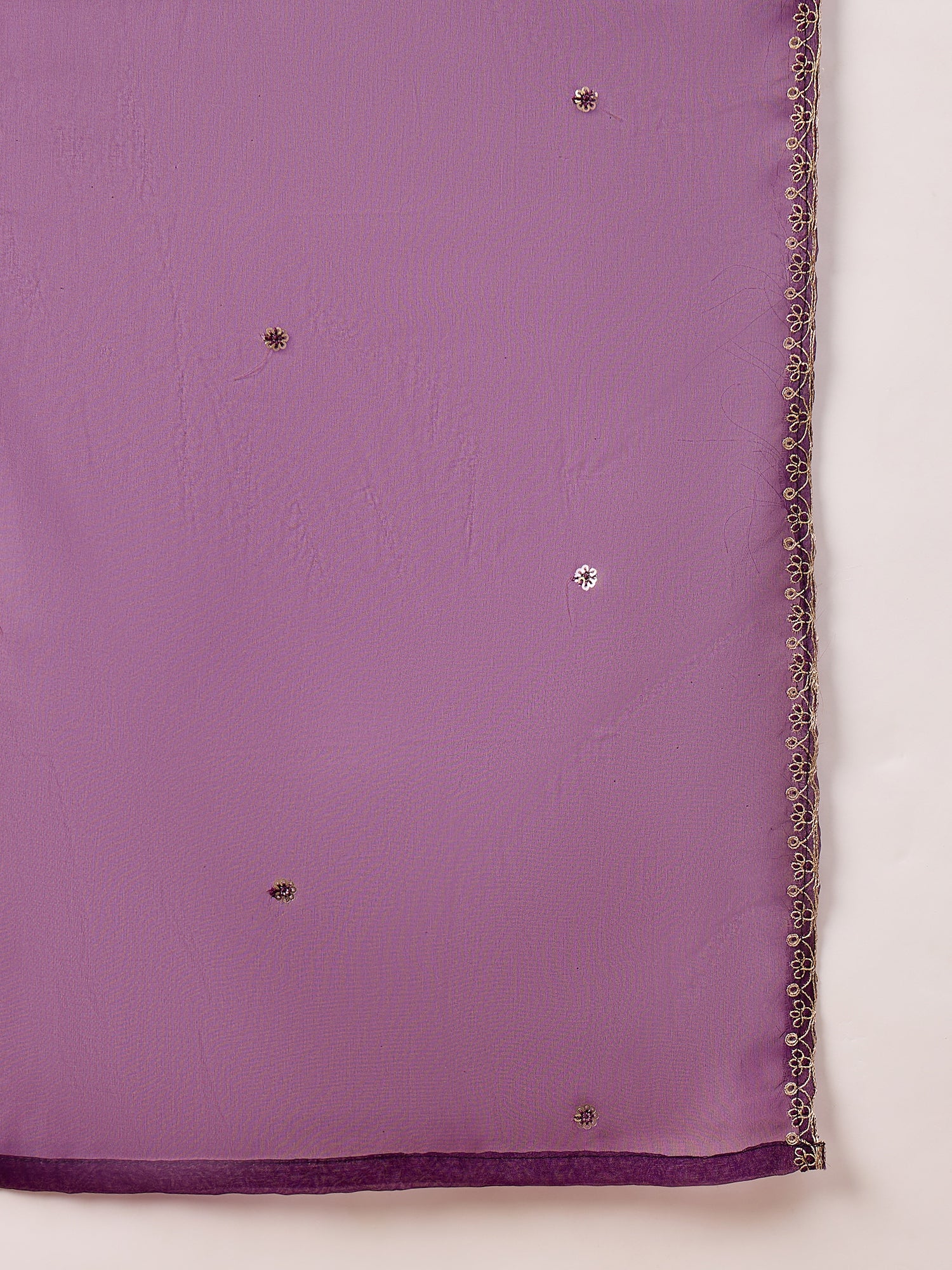 Purple  Silk Blend Embroideried A-Line Kurta Trouser