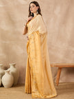 Yellow Satin Solid With Coding Work Border Saree with Unstitched Fancy Blouse