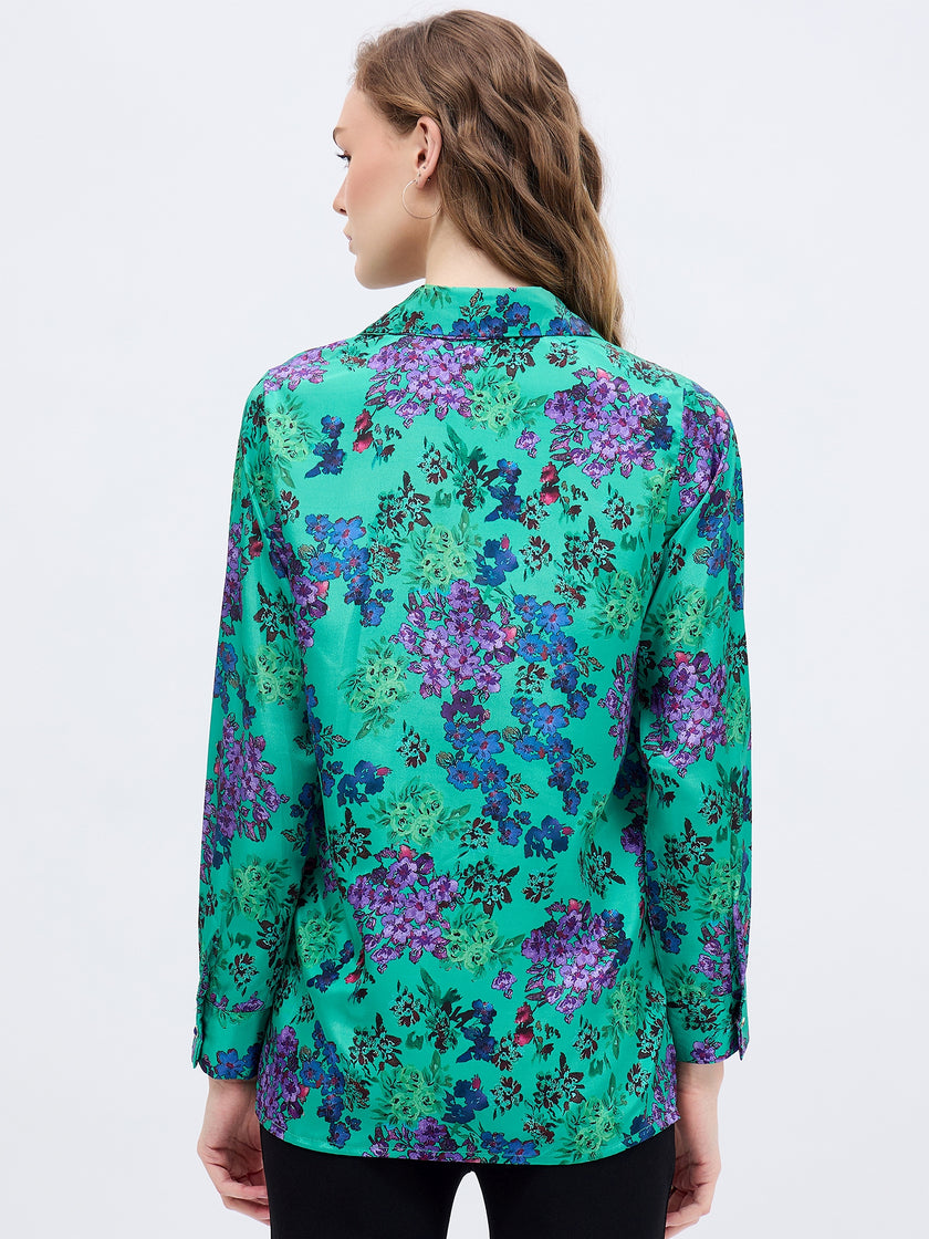 Multi Polyester Printed NA Regular Sleeves Floral Print Tops