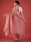 Pink  Pure Chiffon ZigZag Pattern Print With Embellished Lace Saree with Unstitched Fancy Blouse