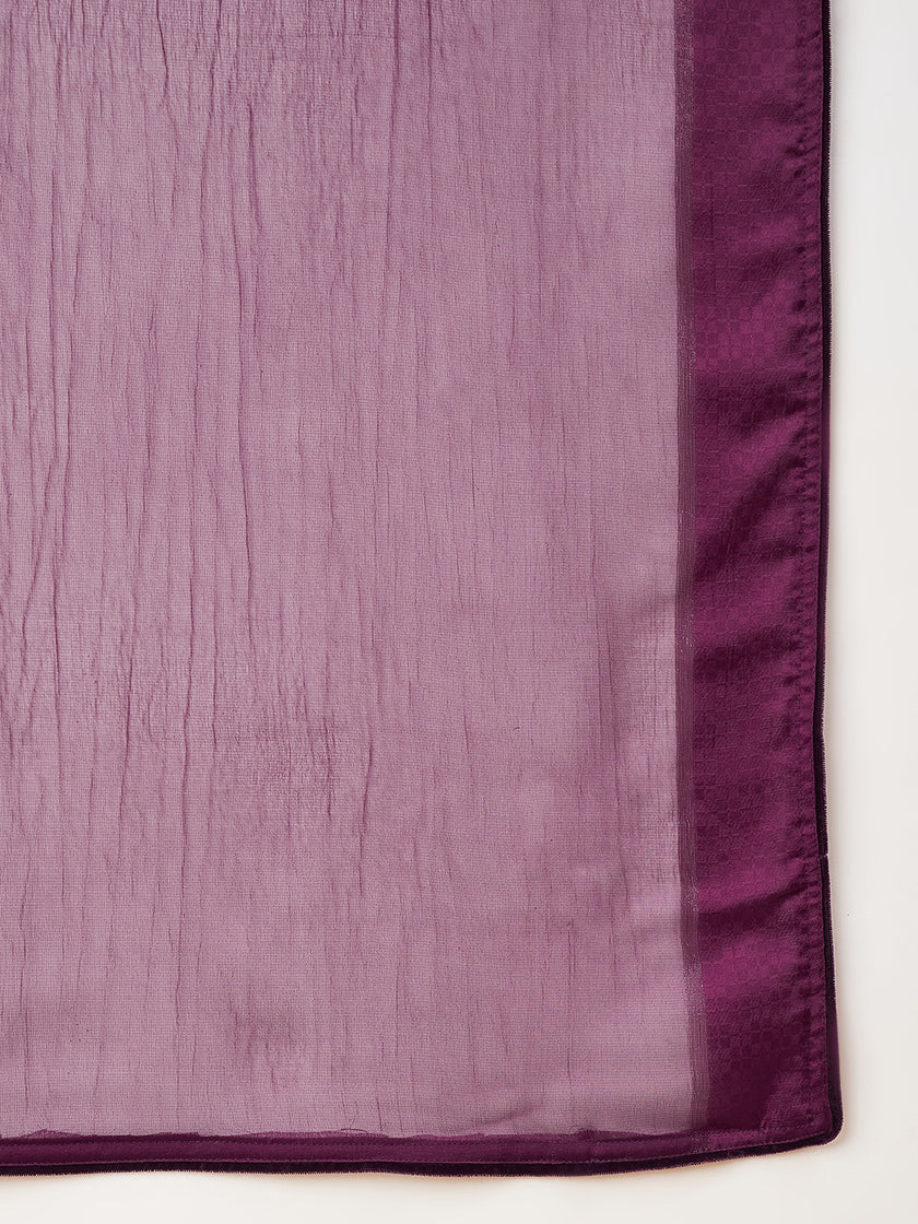Wine Pure Chiffon Solid  Saree with Unstitched Fancy Blouse