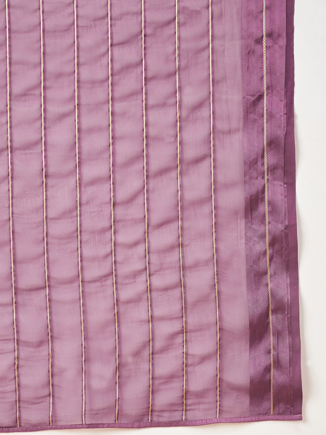 Lavender Chiffon Viscose Stripes Saree with Unstitched Fancy Blouse