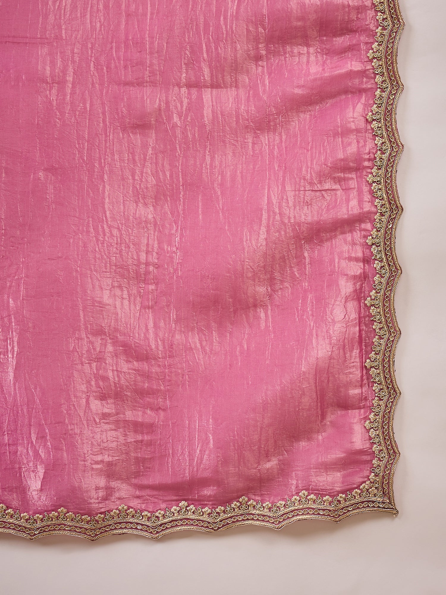 Pink  Poly Chiffon Solid with Embellished Cut Work Border Saree with Unstitched Blouse