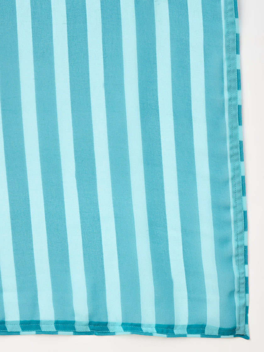 Blue Georgette Printed  Saree with Unstitched Fancy Blouse