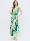 Multi Polyester Printed No Sleeves Abstract Dress