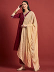 Maroon Embroideried Anarkali Kurta  Trouser
