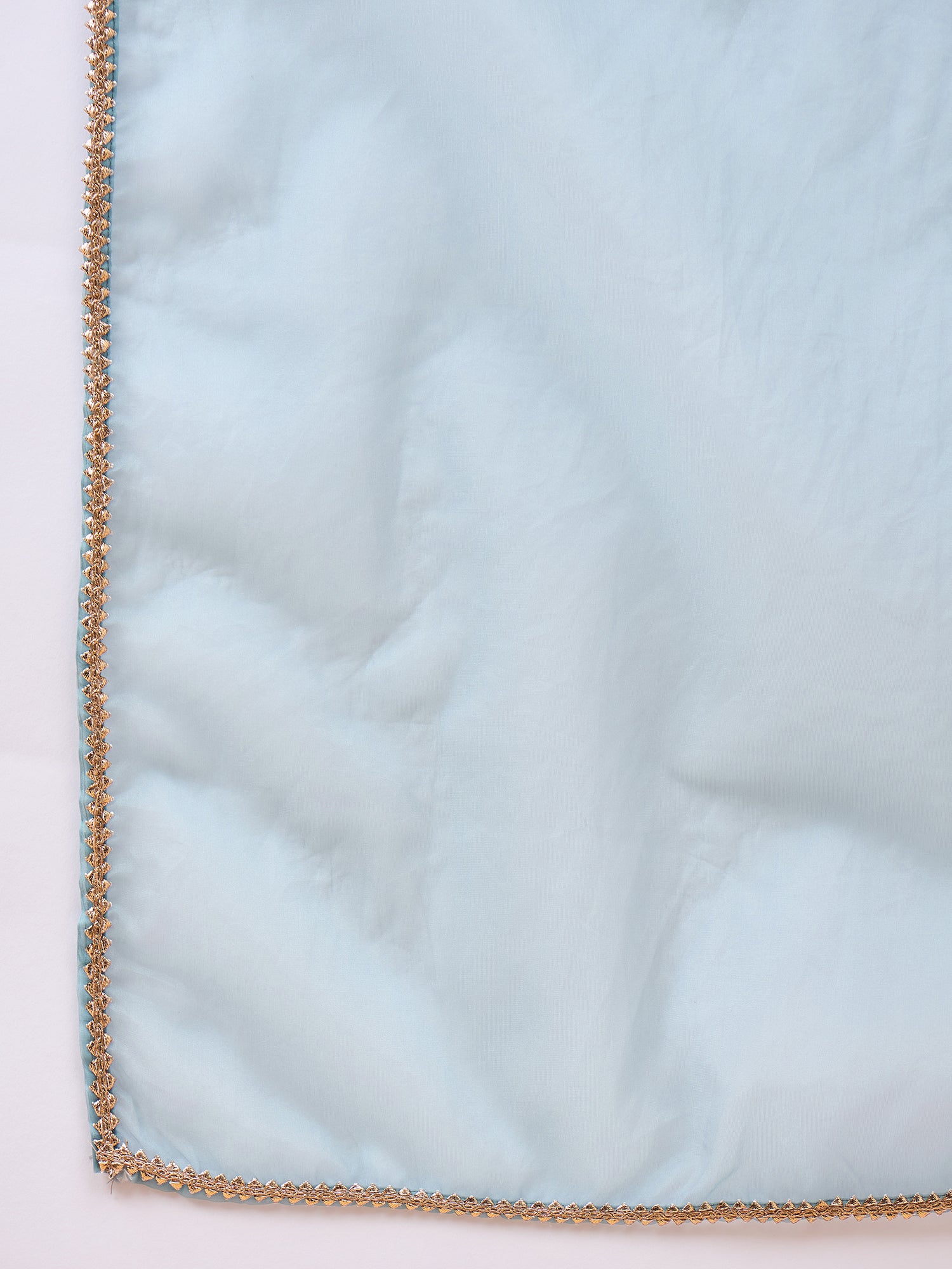 Light Blue  Pure Silk Yoke Design A-Line Kurta  Trouser   With Dupatta