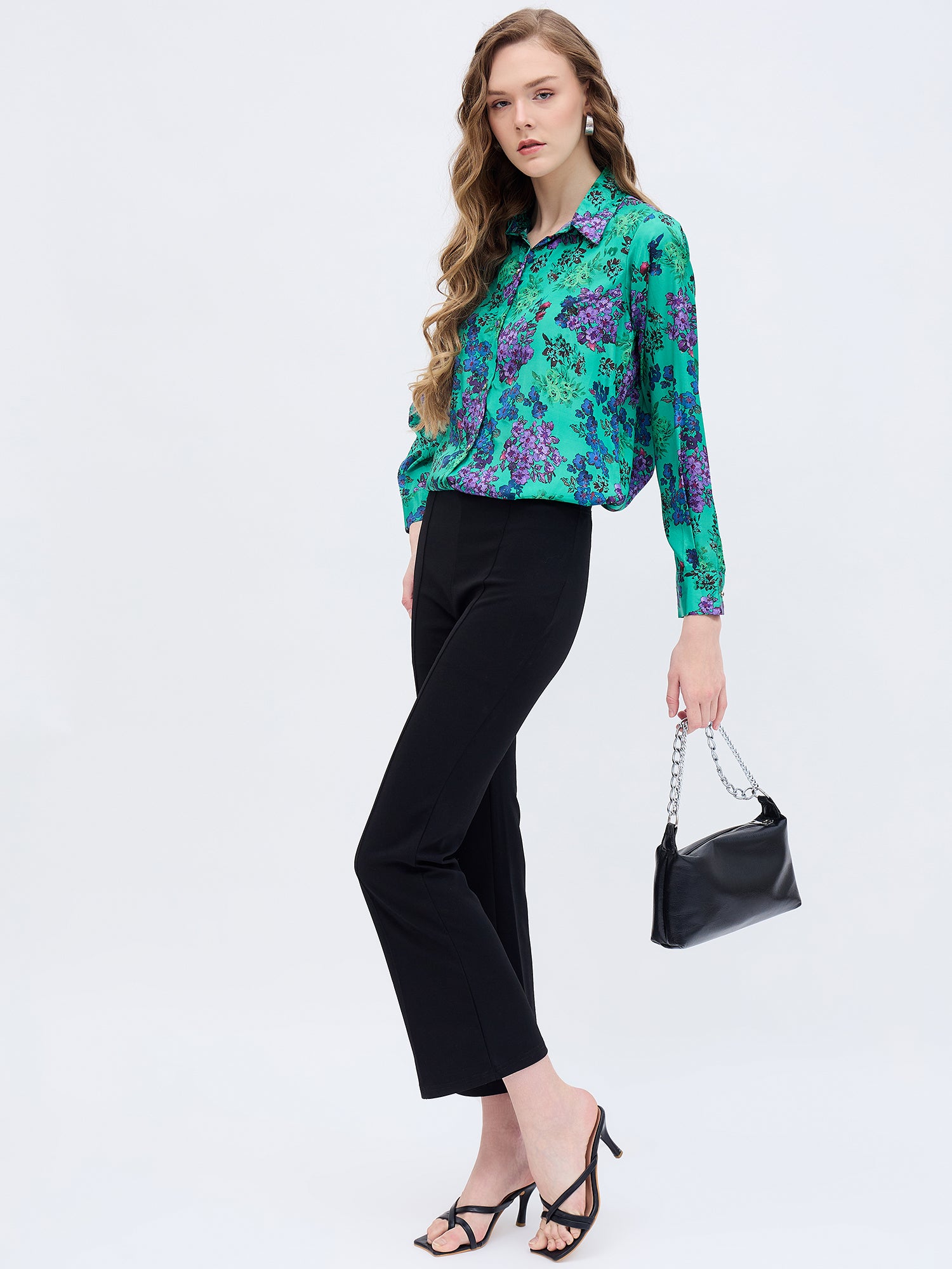 Multi Polyester Printed NA Regular Sleeves Floral Print Tops