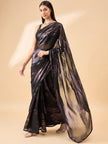 Black Pure Chiffon Jari Line Work Ready to Wear Saree with Unstitched Fancy Blouse