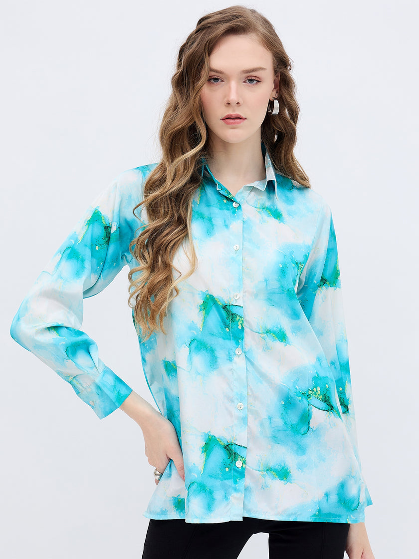 Multi Polyester Printed NA Regular Sleeves Tie and Dye Tops