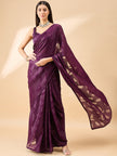 Wine Brasso Woven Design  Saree with Unstitched Fancy Blouse