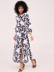 Multi Polyester Printed Cuffed Sleeves Floral Dress