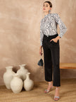 Multi Satin Printed Tie-Ups Regular Sleeves Abstract Tops