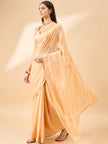 Beige Pure Chiffon Sequence Embroidery With Embellished Border Saree with Unstitched Fancy Blouse