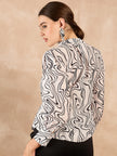 Multi Satin Printed Tie-Ups Regular Sleeves Abstract Tops
