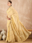 Yellow Organza Embroidery With Embroidered Lace Saree with Unstitched Fancy Blouse
