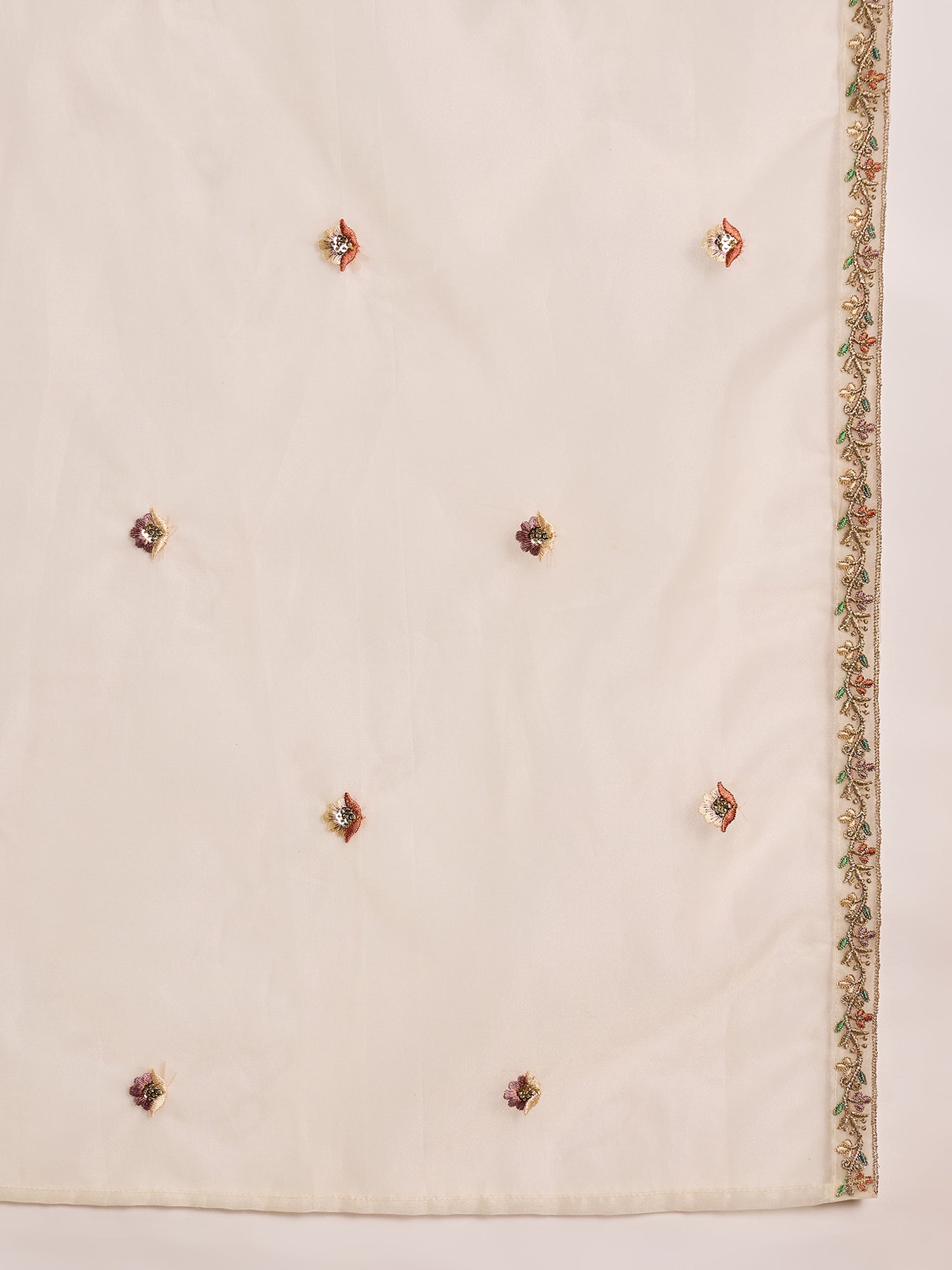 Off White  Silk Blend Embroideried A-Line Kurta Trouser