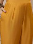 Yellow  Chanderi Silk Embroideried A-Line Kurta Trouser