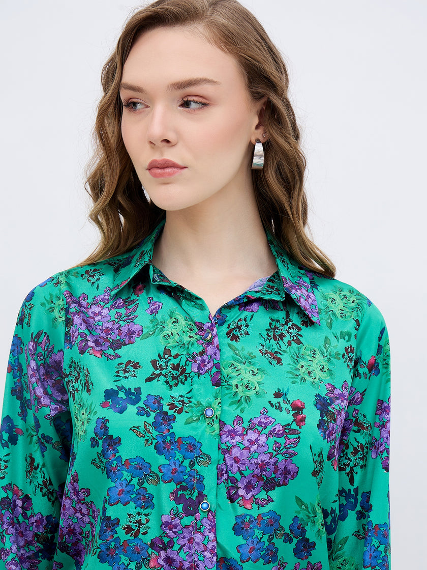 Multi Polyester Printed NA Regular Sleeves Floral Print Tops