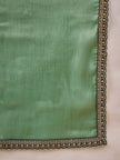 Green Satin Solid with Embroidered Border Saree with Unstitched Blouse