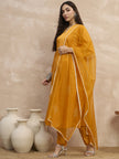 Yellow  Chanderi Silk Embroideried A-Line Kurta Trouser
