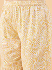 Mustard Pure Cotton Printed Peplum Kurta Palazzo