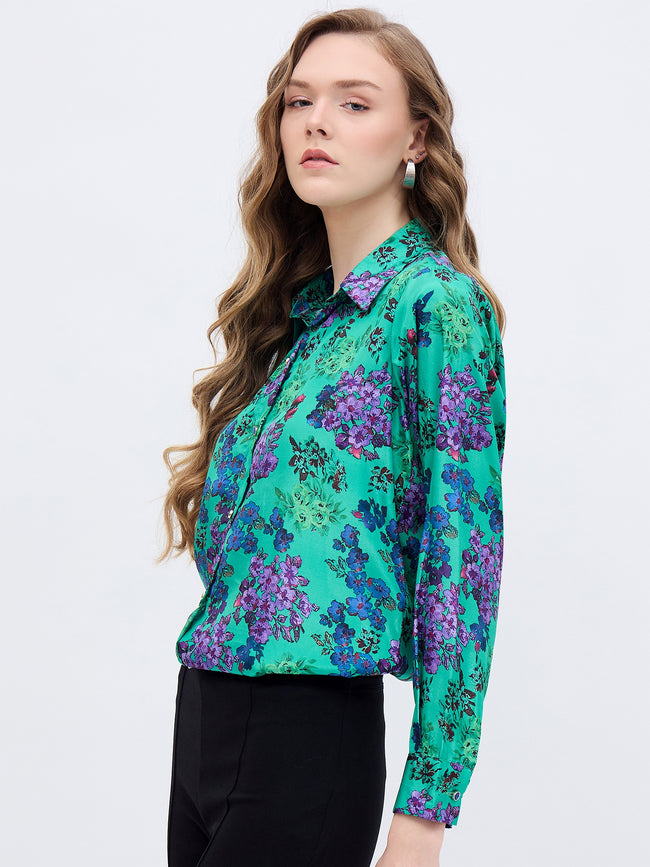 Multi Polyester Printed NA Regular Sleeves Floral Print Tops