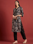 Black  Polyester Printed A-Line Kurta  Palazzo