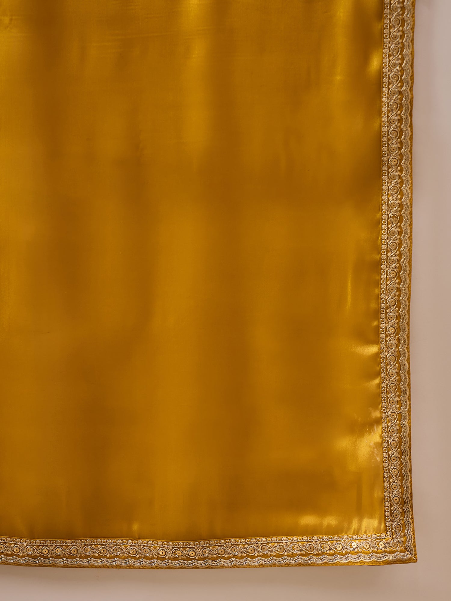 Mustard Satin Solid With Embroidered Border Saree with Unstitched Blouse