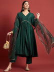 Green  Chinon Embroideried Anarkali Kurta  Trouser