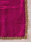 Magenta Organza Solid with Gota Lace Saree with Unstitched Blouse