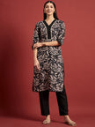Black  Polyester Printed A-Line Kurta  Palazzo