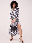 Multi Polyester Printed Cuffed Sleeves Floral Dress