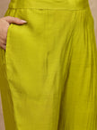 Yellow  Silk Blend Embroideried Straight Kurta Sharara